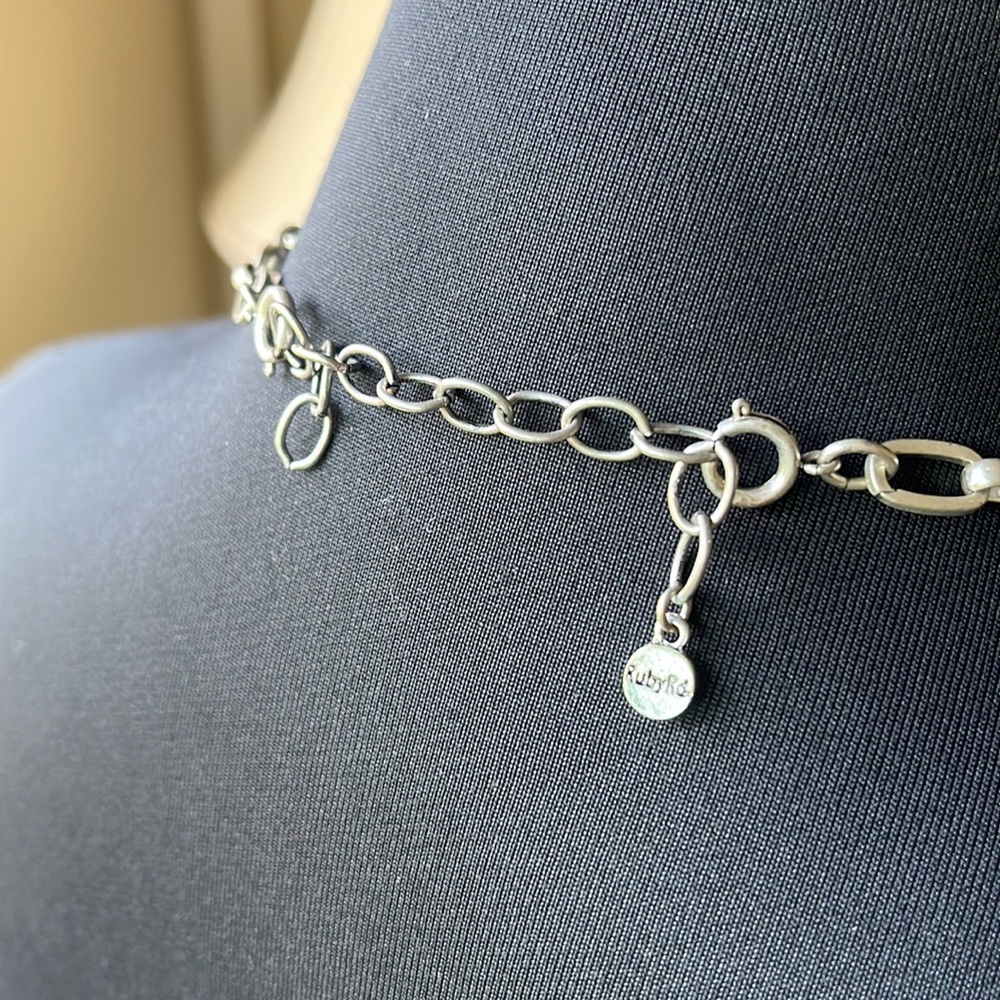 Ruby Rd. silver tone and rhinestone chunky adjustable necklace - Picture 4 of 5